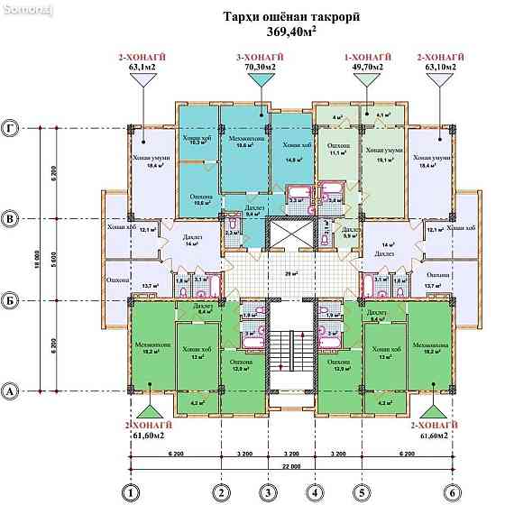 1-комн. квартира, 3 этаж, 48 м², 4 мкр Турсунзаде