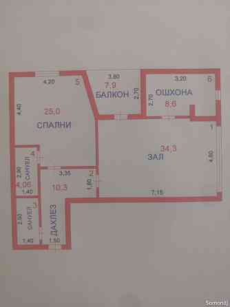 2-комн. квартира, 8 этаж, 97 м², Сомони Душанбе