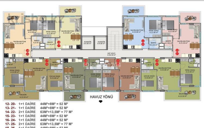 1-комнатная квартира, 52 м², 1/4 этаж, Bedenliler 19 - Район Оба Alanya - photo 2