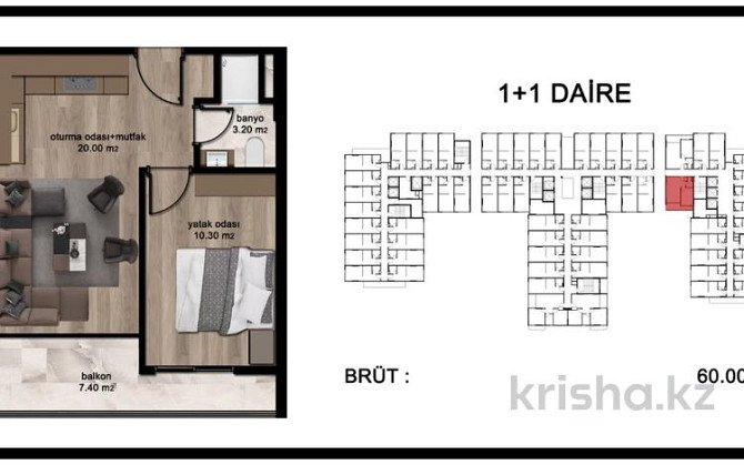 1-комнатная квартира, 40 м², 2/8 этаж, 235 1 Mercin - photo 8