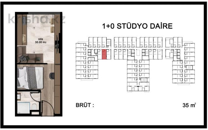 1-комнатная квартира, 40 м², 2/8 этаж, 235 1 Mercin - photo 7
