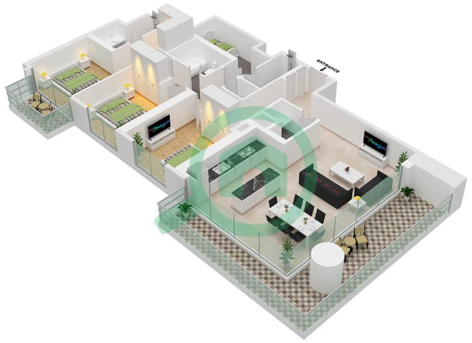 3 Bed Plus Maids | Palm And Atlantis Views Дубай Харбор - изображение 7