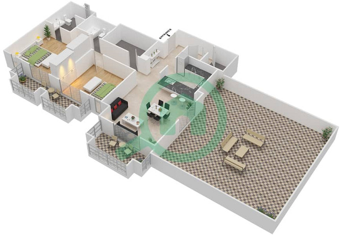 2 BHK | MAID ROOM | STORAGE | BIG TERRACE | CHILLER FREE Вьюз - изображение 7