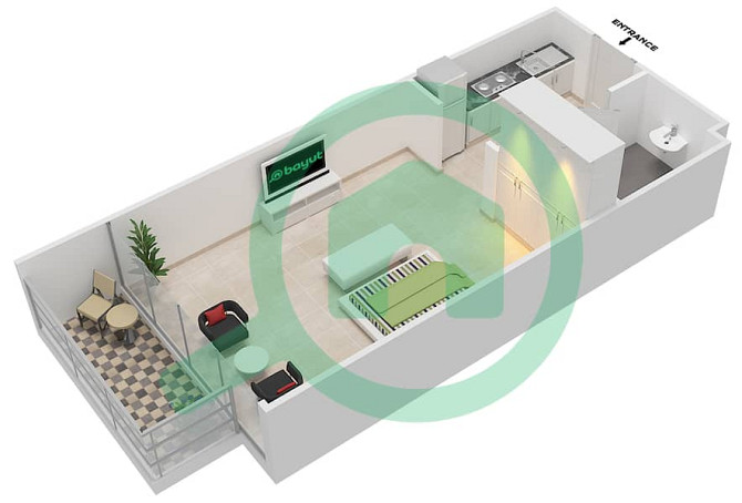 STUDIO FOR RENT IN ARJAN || FRONT SIDE VIEW || LARGE BALCONY || AL MADAR SIRAJ TOWER Арджан - изображение 1