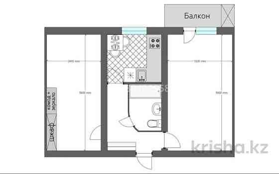 2-комнатная квартира, 44 м², 2/3 этаж помесячно, Огарёва 2Д Almaty
