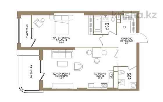 2-комнатная квартира, 71.8 м², Розыбакиева - Ескараева Almaty