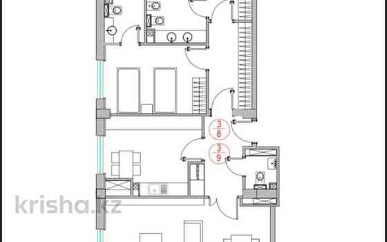 3-комнатная квартира, 117.2 м², 7/9 этаж, проспект Сакена Сейфуллина 597/7 - Сатпаева Алматы
