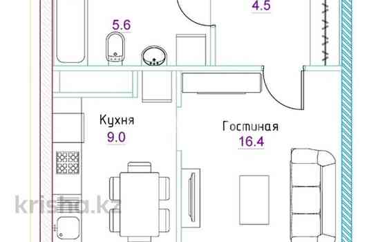 1-комнатная квартира, 35.5 м², 2/6 этаж, Булкушева 92 - Сейфуллина Almaty