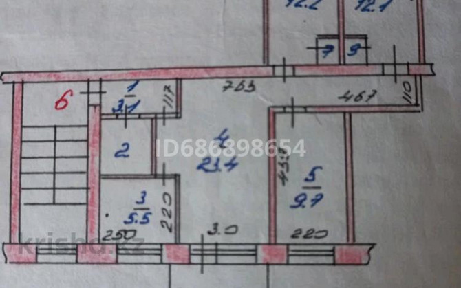 4-комнатная квартира, 74 м², 2/4 этаж, Аль-Фараби 95 - Русский драматический театр Kostanay - photo 1
