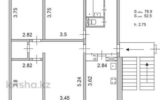 4-комнатная квартира, 76.9 м², 4/5 этаж, мкр №6 46 - Абая - Саина Almaty