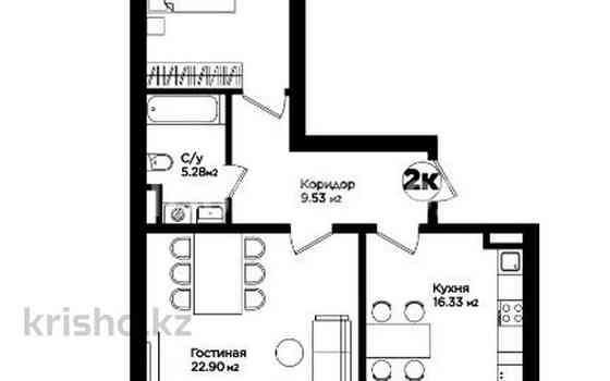 2-комнатная квартира, 69.1 м², 2/3 этаж, мкр Каргалы, Сейтбекова 18б - пересечение с ул.Кали Надыров Almaty