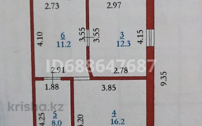 3-комнатный дом, 59.4 м², 8 сот., Актюбинская 13 - Абая  - изображение 1