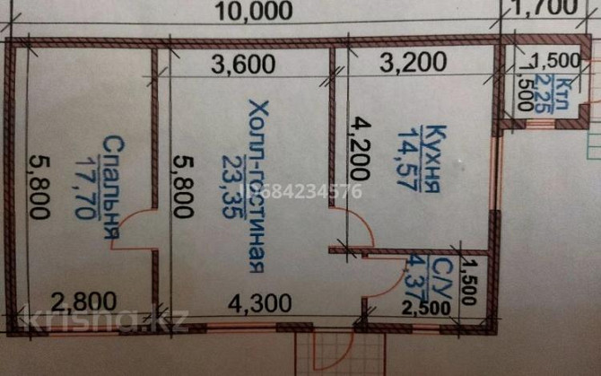 2-комнатный дом, 60 м², 16 сот., 24 улица 6 и 8 - 11 Жеңіс көшесі Еркинкала - изображение 3