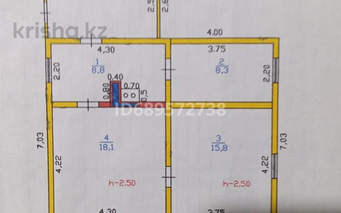 2-комнатный дом, 33.56 м², 1000 сот., Сиреневая 44/2 Усть-Каменогорск - изображение 3