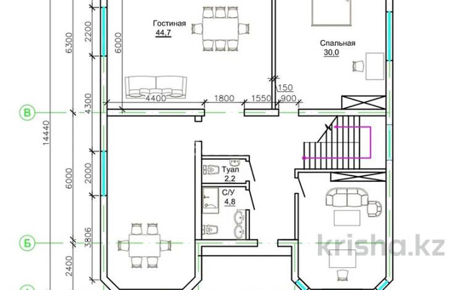 8-комнатный дом, 380 м², 10 сот., Жибек жолы - Аблайхана панфилова  - photo 8